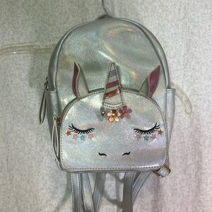 Silver metallic unicorn small backpack- new with tags women's sweater